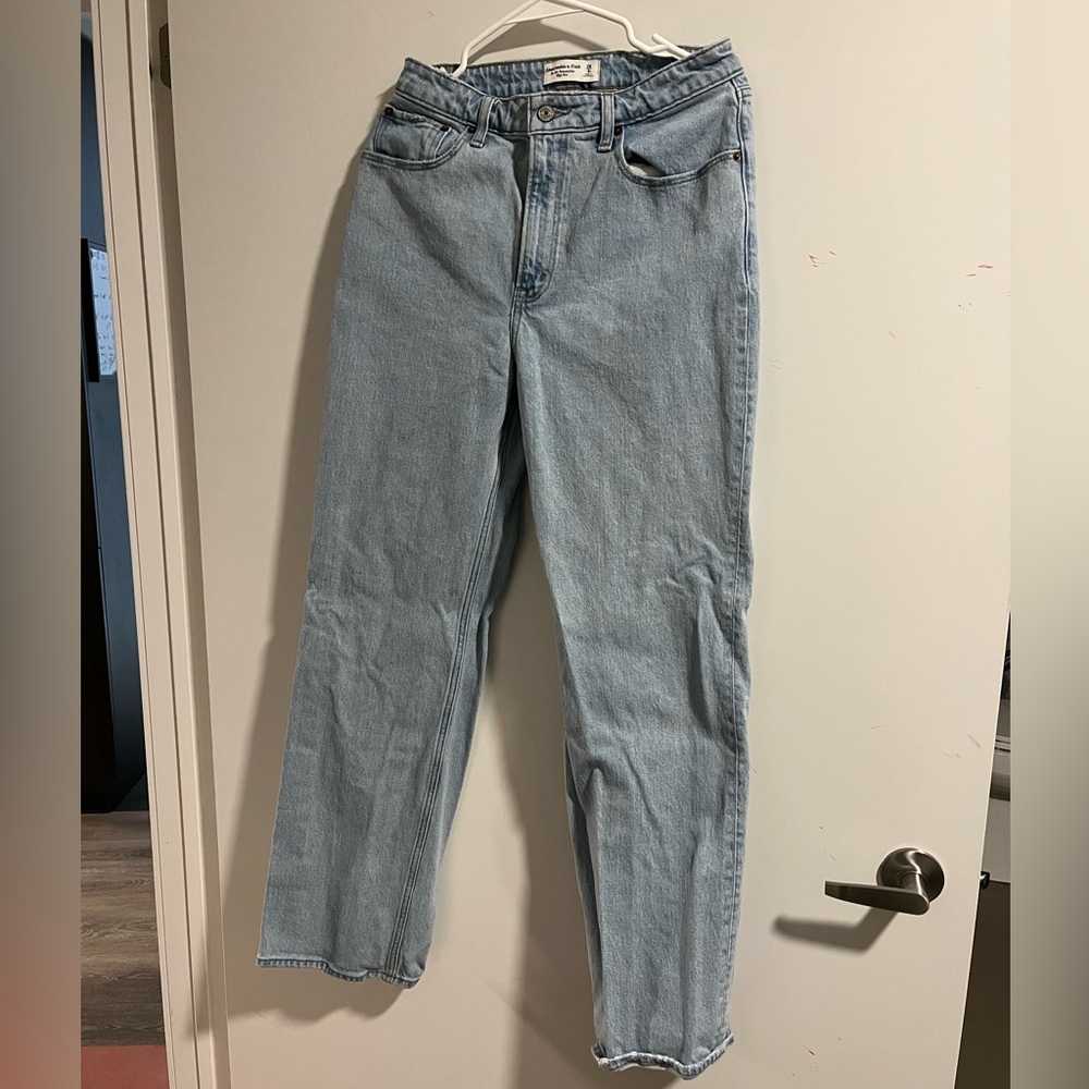 Abercrombie & Fitch Curve Love Light Blue Straight Leg Jeans